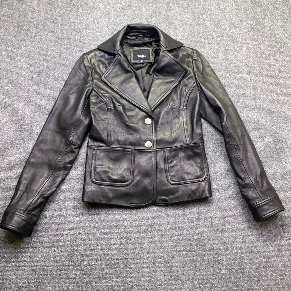 Mossimo Womens XS Black 100% Genuine Leather Moto Blazer Jacket RN 17730 0841